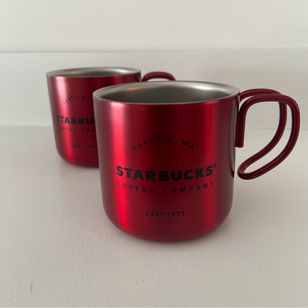 Starbucks Metallic Red Coffee Mugs Set of 2